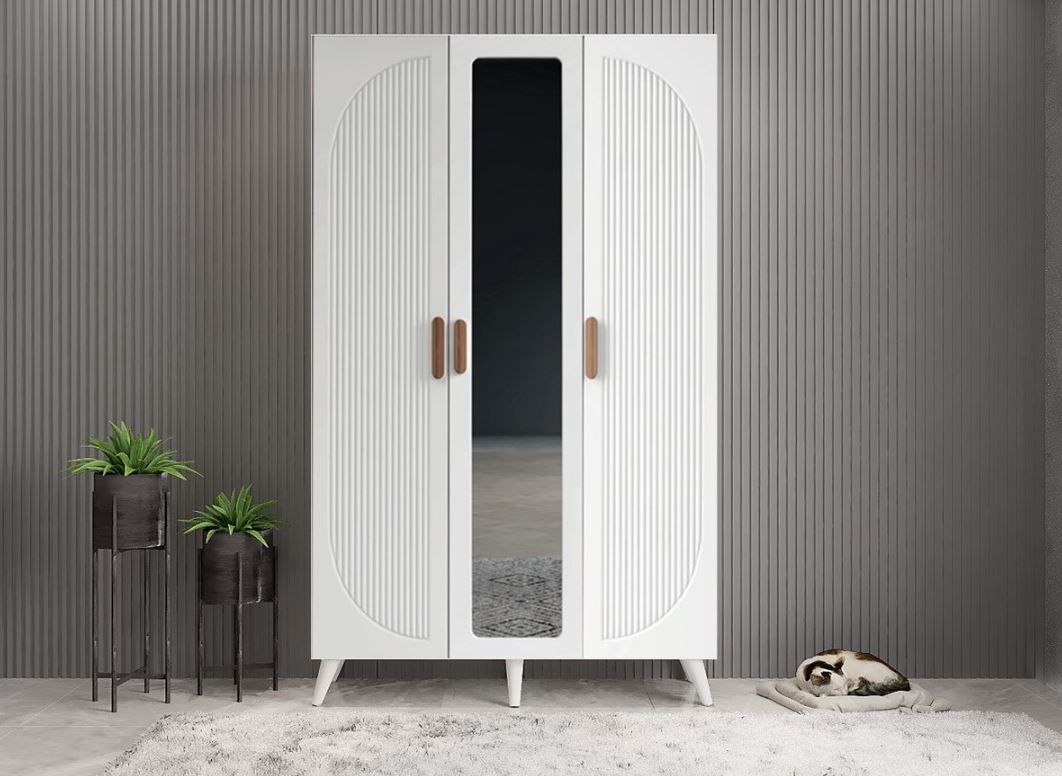 Robe Membran 3 Kapaklı Portmanto Vestiyer Montaj Dahil - Beyaz