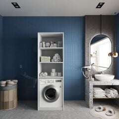Venedik Çamaşır Ve Kurutma Makinesi Dolabı Banyo Dolabı Beyaz- Ücretsiz Kurulum