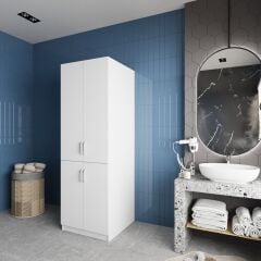 Venedik Çamaşır Ve Kurutma Makinesi Dolabı Banyo Dolabı Beyaz- Ücretsiz Kurulum