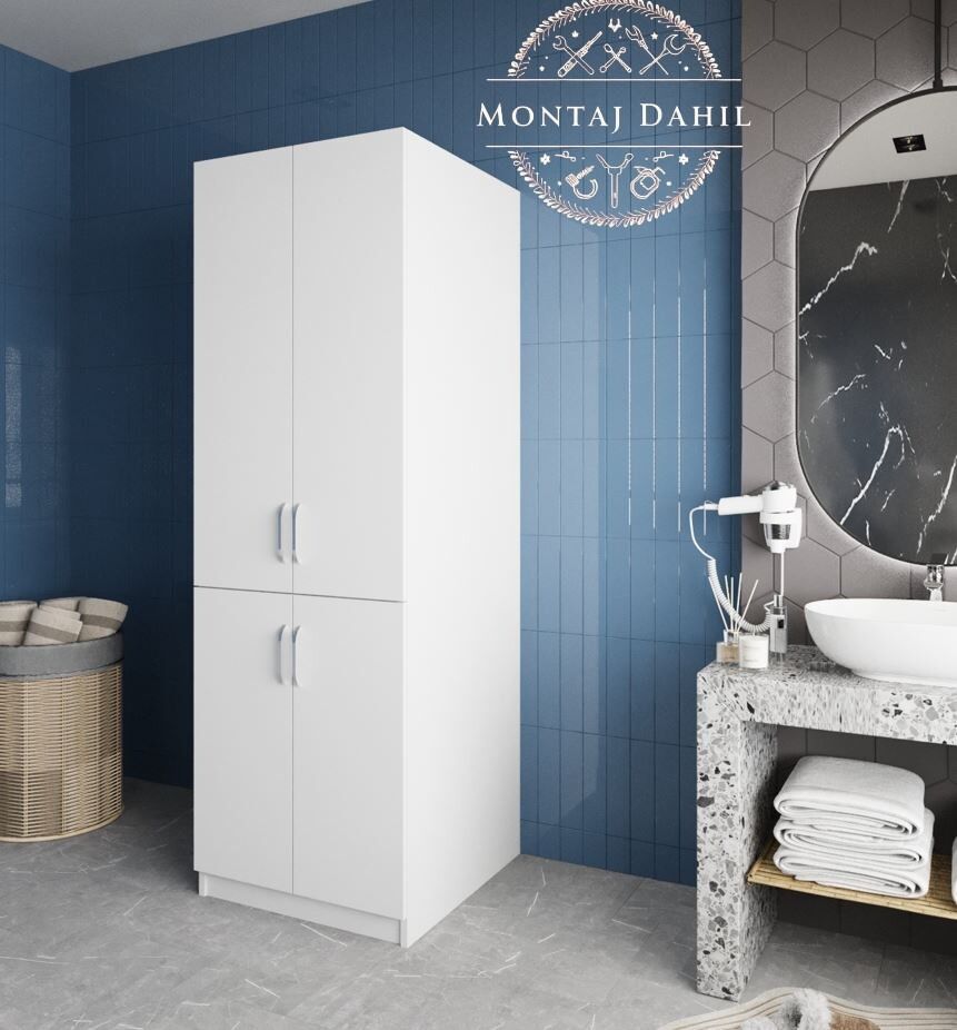 Venedik Çamaşır Ve Kurutma Makinesi Dolabı Banyo Dolabı Beyaz- Ücretsiz Kurulum