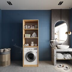 Venedik Çamaşır Ve Kurutma Makinesi Dolabı Banyo Dolabı Meşe - Ücretsiz Kurulum