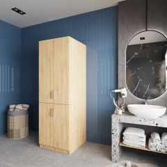 Venedik Çamaşır Ve Kurutma Makinesi Dolabı Banyo Dolabı Meşe - Ücretsiz Kurulum