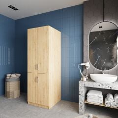 Venedik Çamaşır Ve Kurutma Makinesi Dolabı Banyo Dolabı Meşe - Ücretsiz Kurulum