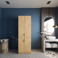 Venedik Çamaşır Ve Kurutma Makinesi Dolabı Banyo Dolabı Meşe - Ücretsiz Kurulum