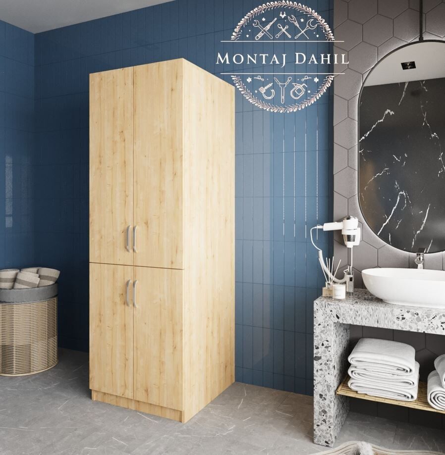 Venedik Çamaşır Ve Kurutma Makinesi Dolabı Banyo Dolabı Meşe - Ücretsiz Kurulum