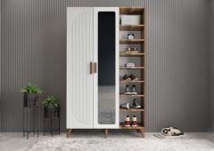 Robe Membran 3 Kapaklı Portmanto Vestiyer Montaj Dahil - Ceviz Beyaz