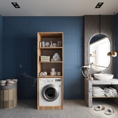 Venedik Çamaşır Ve Kurutma Makinesi Dolabı Banyo Dolabı Çam - Ücretsiz Kurulum