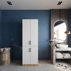 Venedik Çamaşır Ve Kurutma Makinesi Dolabı Banyo Dolabı Çam Beyaz - Ücretsiz Kurulum