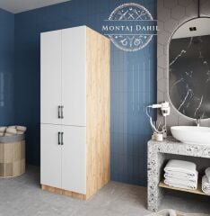 Venedik Çamaşır Ve Kurutma Makinesi Dolabı Banyo Dolabı Çam Beyaz - Ücretsiz Kurulum