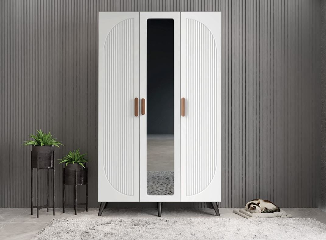 Robe Membran 3 Kapaklı Portmanto Vestiyer Montaj Dahil - Füme Beyaz