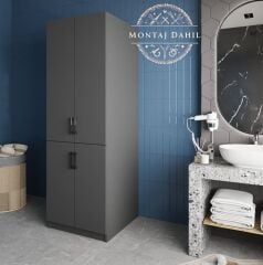 Venedik Çamaşır Ve Kurutma Makinesi Dolabı Banyo Dolabı  Füme - Ücretsiz Kurulum