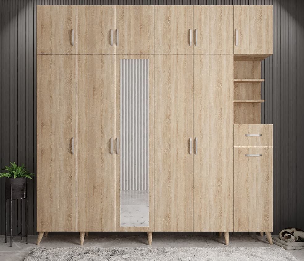 Açelya Portmanto Vestiyer Meşe- Ücretsiz Kurulum M9