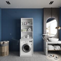 Aspen Çamaşır Ve Kurutma Makinesi Dolabı Banyo Dolabı Beyaz- Ücretsiz Kurulum