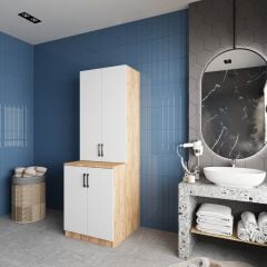 Aspen Çamaşır Ve Kurutma Makinesi Dolabı Banyo Dolabı Çam Beyaz- Ücretsiz Kurulum