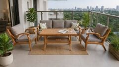 Müşteriye Özel Orbis Bahçe Balkon Koltuk Masif Ahşap Kestane Ağacı 3+1 Koltuk ve Masa Takımı