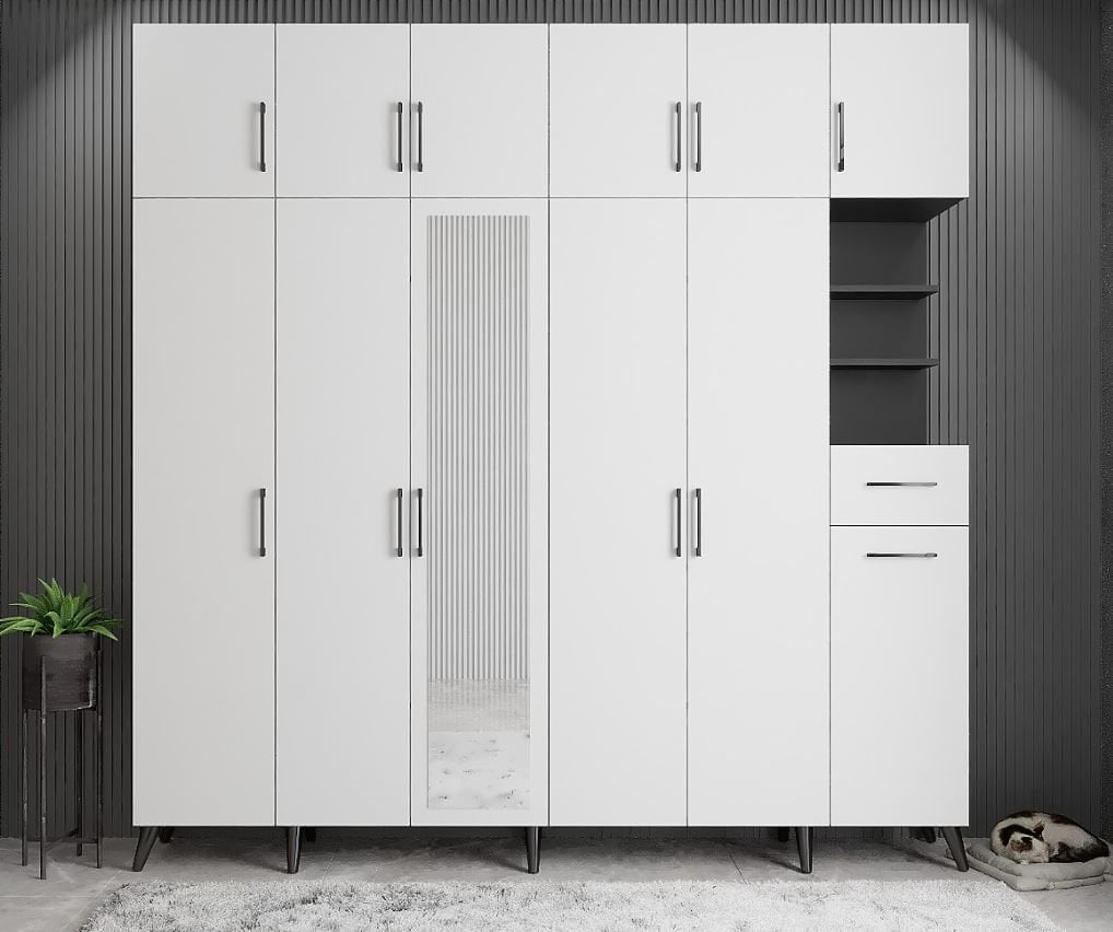 Açelya Portmanto Vestiyer Füme Beyaz- Ücretsiz Kurulum M9