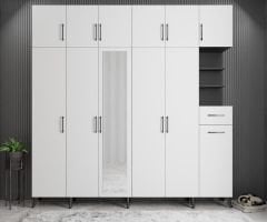 Açelya Portmanto Vestiyer Füme Beyaz- Ücretsiz Kurulum M9