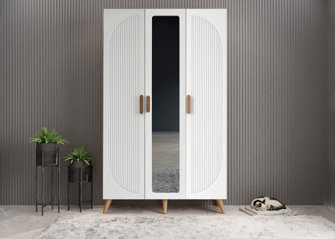 Robe Membran 3 Kapaklı Portmanto Vestiyer Montaj Dahil - Çam Beyaz