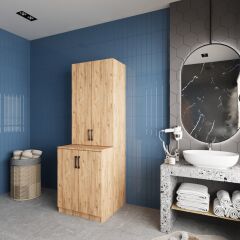 Aspen Çamaşır Ve Kurutma Makinesi Dolabı Banyo Dolabı Çam - Ücretsiz Kurulum