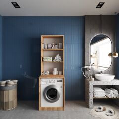 Aspen Çamaşır Ve Kurutma Makinesi Dolabı Banyo Dolabı Çam - Ücretsiz Kurulum