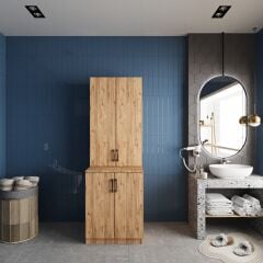 Aspen Çamaşır Ve Kurutma Makinesi Dolabı Banyo Dolabı Çam - Ücretsiz Kurulum