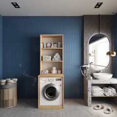 Aspen Çamaşır Ve Kurutma Makinesi Dolabı Banyo Dolabı Meşe - Ücretsiz Kurulum