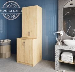 Aspen Çamaşır Ve Kurutma Makinesi Dolabı Banyo Dolabı Meşe - Ücretsiz Kurulum