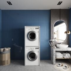 Babil Çamaşır Ve Kurutma Makinesi Dolabı Banyo Dolabı Beyaz- Ücretsiz Kurulum