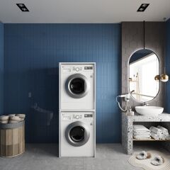 Babil Çamaşır Ve Kurutma Makinesi Dolabı Banyo Dolabı Beyaz- Ücretsiz Kurulum