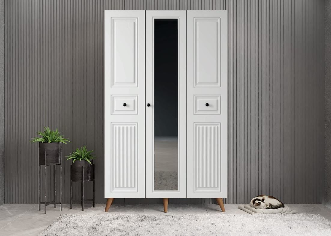 Greta Membran 3 Kapaklı Portmanto Vestiyer Montaj Dahil - Ceviz Beyaz