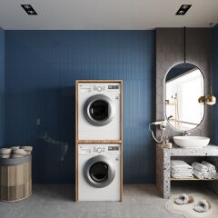 Babil Çamaşır Ve Kurutma Makinesi Dolabı Banyo Dolabı Çam- Ücretsiz Kurulum