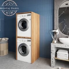 Babil Çamaşır Ve Kurutma Makinesi Dolabı Banyo Dolabı Ceviz- Ücretsiz Kurulum