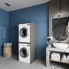 Babil Çamaşır Ve Kurutma Makinesi Dolabı Banyo Dolabı Füme- Ücretsiz Kurulum