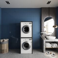 Babil Çamaşır Ve Kurutma Makinesi Dolabı Banyo Dolabı Füme- Ücretsiz Kurulum