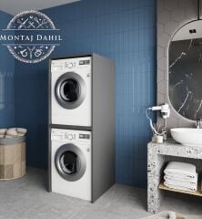 Babil Çamaşır Ve Kurutma Makinesi Dolabı Banyo Dolabı Füme- Ücretsiz Kurulum