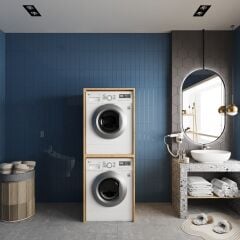 Babil Çamaşır Ve Kurutma Makinesi Dolabı Banyo Dolabı Meşe - Ücretsiz Kurulum