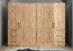 Riga Sürgü Kapaklı 6 Çekmeceli Gardırop Dolap Çam Ölçü Seçenekli Ücretsiz Kurulum