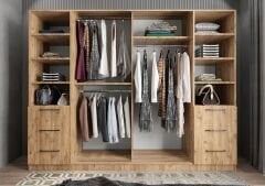 Riga Sürgü Kapaklı 6 Çekmeceli Gardırop Dolap Çam Ölçü Seçenekli Ücretsiz Kurulum