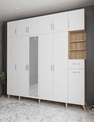 Açelya Portmanto Vestiyer Meşe Beyaz- Ücretsiz Kurulum M9