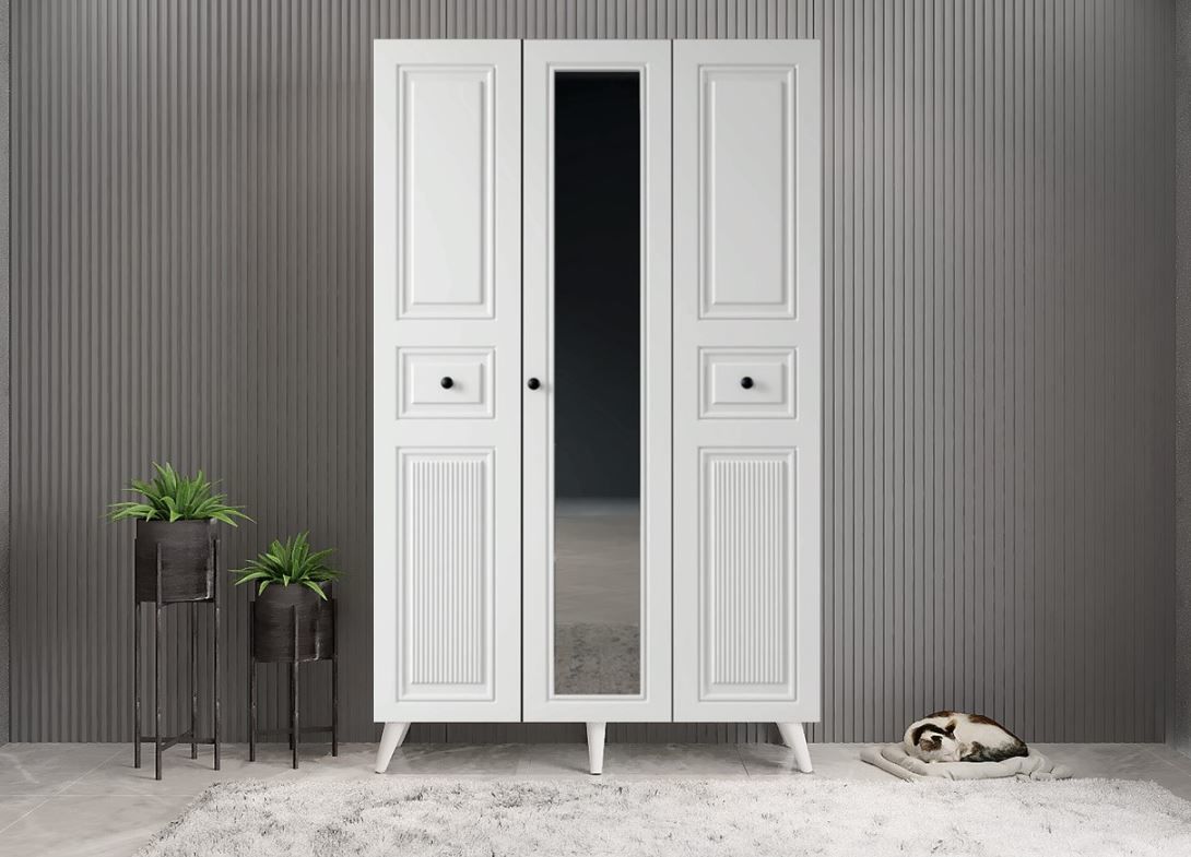 Greta Membran 3 Kapaklı Portmanto Vestiyer Montaj Dahil - Beyaz