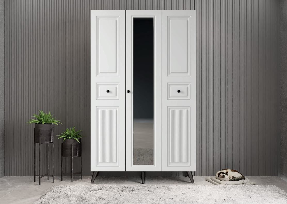 Greta Membran 3 Kapaklı Portmanto Vestiyer Montaj Dahil - Füme Beyaz