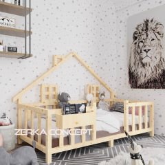 Eva İthal Ladin Ahşap Çatılı Montessori Çocuk Karyola