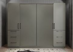 Riga Sürgü Kapaklı 6 Çekmeceli Gardırop Dolap Füme Ölçü Seçenekli Ücretsiz Kurulum