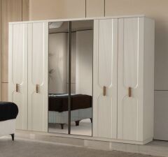 Manama Mdf Membran 6 Kapaklı Gardırop Dolap - Kurulum Dahil