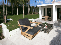 Monza Bahçe Balkon Masif Kestane Ahşap Kollu Koltuk 1 Adet Tekli Koltuk Antrasit Gri