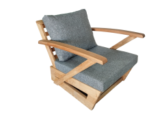 Monza Bahçe Balkon Masif Kestane Ahşap Kollu Koltuk - 1 Adet Tekli Koltuk Gri