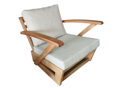 Monza Bahçe Balkon Masif Kestane Ahşap Kollu Koltuk - 1 Adet Tekli Koltuk Krem