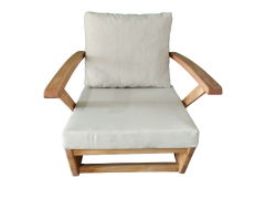 Monza Bahçe Balkon Masif Kestane Ahşap Kollu Koltuk - 1 Adet Tekli Koltuk Krem