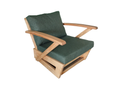 Monza Bahçe Balkon Masif Kestane Ahşap Kollu Koltuk - 1 Adet Tekli Haki Yeşil