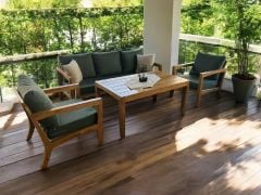 Ottoman Masif Ahşap Bahçe Balkon Koltuk Kestane Ağacı 3+1+1 Koltuk, Masa Takımı